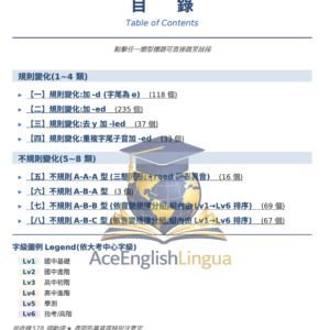 英文動詞三態變化表・全字級完整版(lv1~lv6)